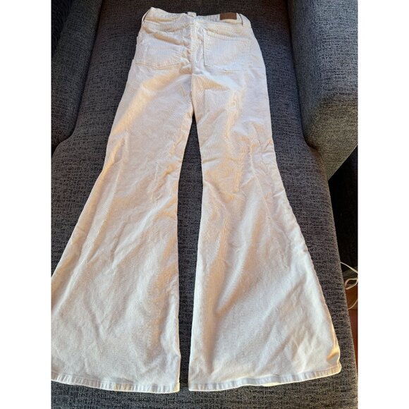 American Eagle White Flared Corduroy Pants Size 2 Regular Stretch Cotton Blend W - Picture 1 of 10